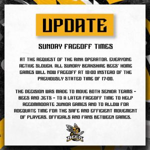 UPDATE - SUNDAY FACE OFF TIMES